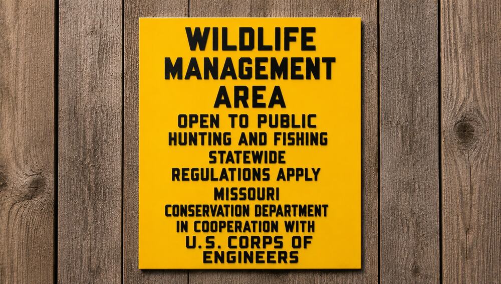 Missouri Wildlife Management Area Sign Hunt Fish Corps Of Engineers Conservation